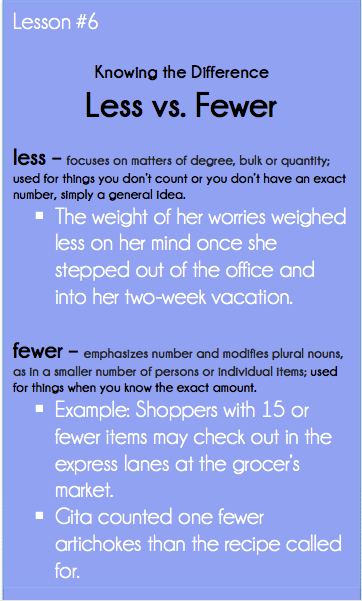 Good Grammar Is . . . : Less vs. Fewer