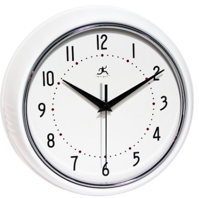 white round kitchen clock