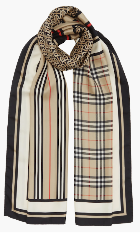 Burberry Monogram Icon Stripe & Check Scarf