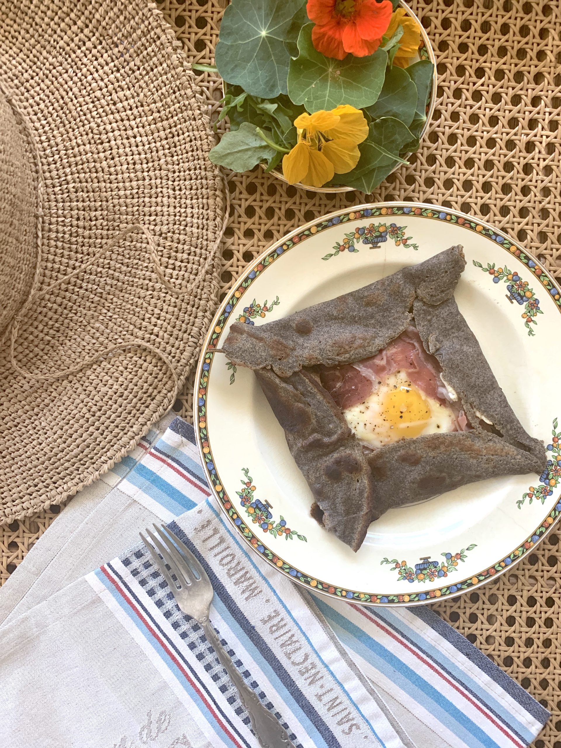 Buckwheat Crêpes with Prosciutto, Gruyère and Egg